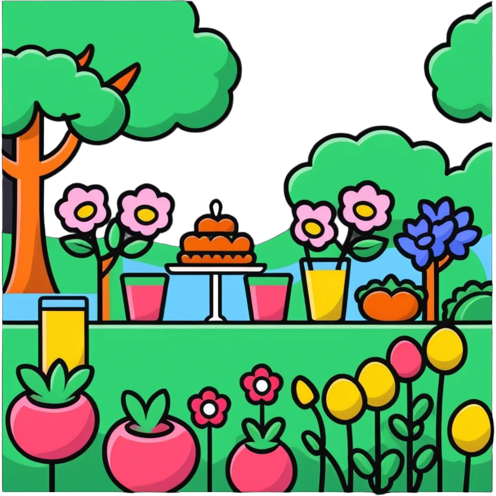 Garden party with 6 women  emoji