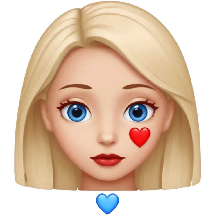 Cara enamorada con un ojo de corazón azul y el otro rojo  emoji