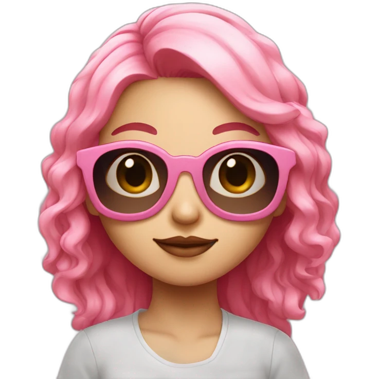 Taiwanese girl with pink hair and wearing raybon sunglasses emoji