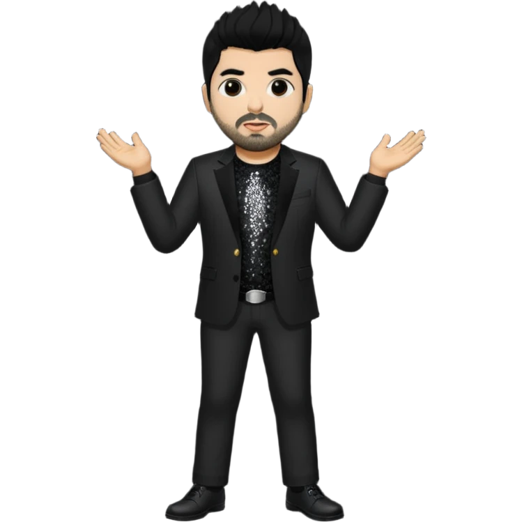 Chino Moreno with black hair, black sequin tour outfit emoji