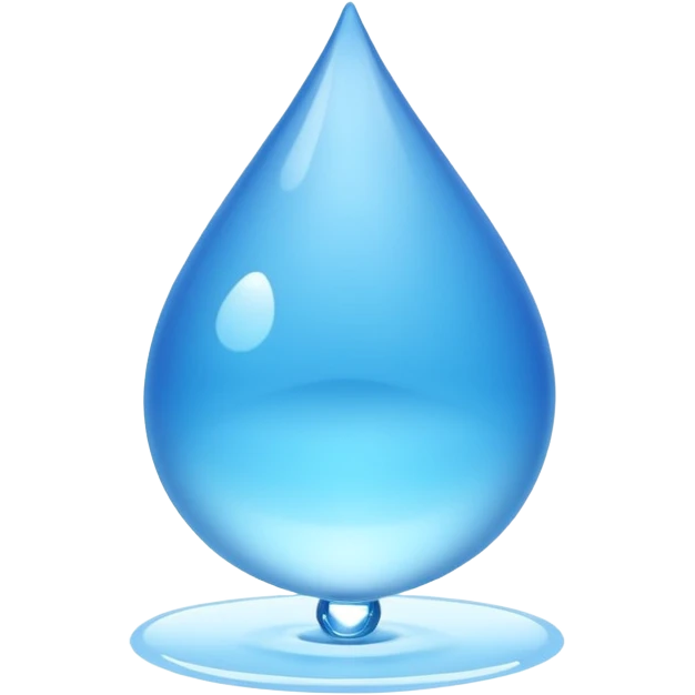 A single water droplet emoji, glossy and smooth, cartoonish, vibrant blue color, high detail, simple and cute design, without facial features, isolated on white background, centered compositio

 emoji