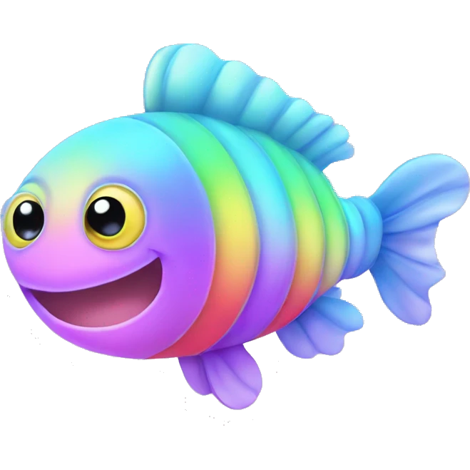 Baby Kawaii bedazzled pastel neon rainbow caterpillar fish emoji
