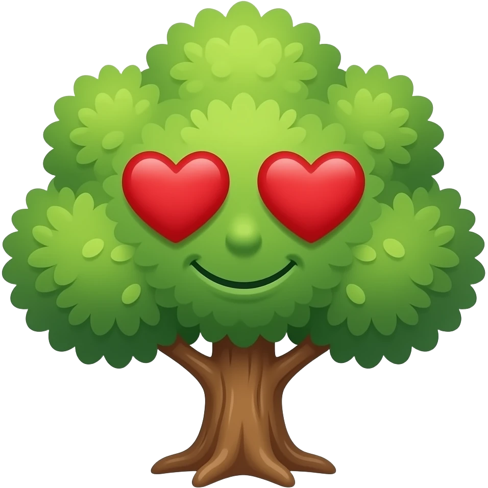 a tree with heart eyes smile emoji