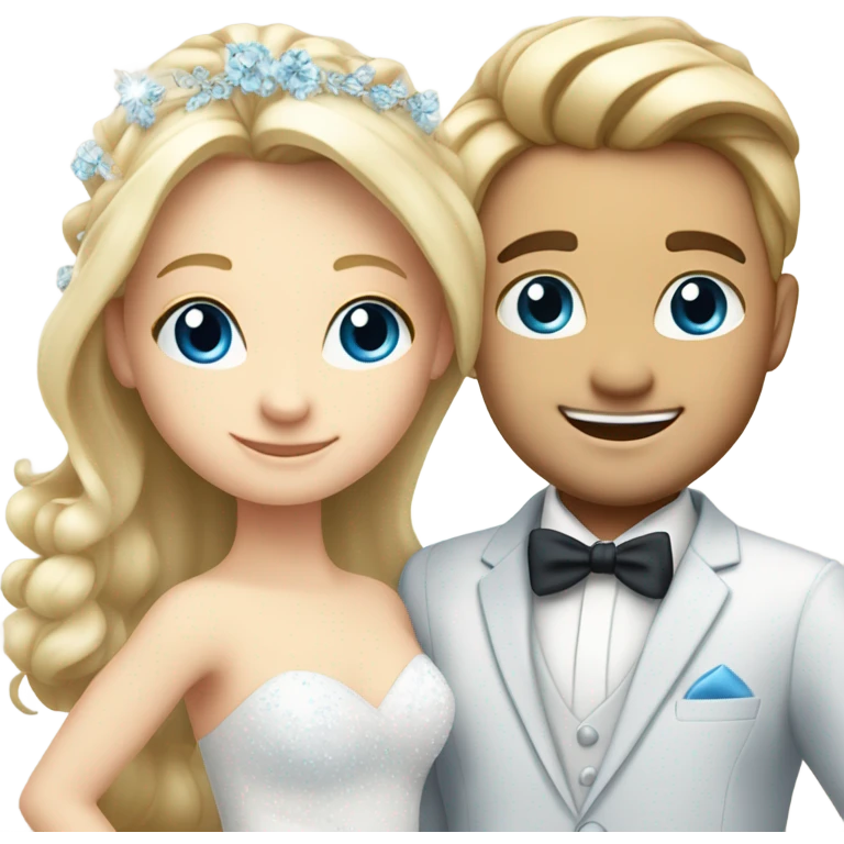 Beautiful finished boy and blond girl blue eyes wedding emoji