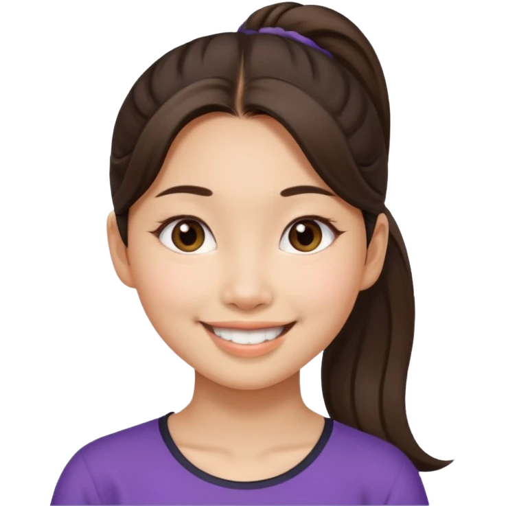 Asian Thai girl, brunette, ponytail, wide nose emoji