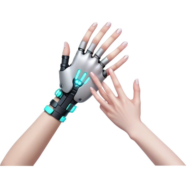 Neon cyberpunk style 
male hand holding female emoji