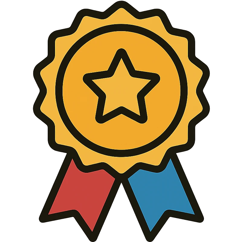 vector icon of a seal of trust with gold and colorful elements, elegant and minimalist flat design, isolated on white background, award badge style, 2D flat vector, trending icon look, soft shadows, no text, perfect for commercial use emoji