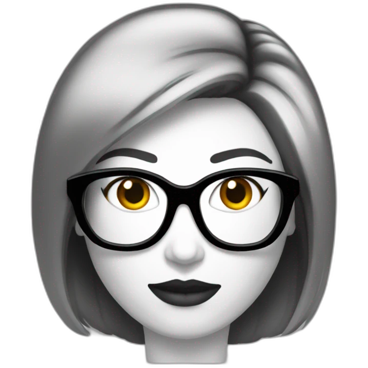 Femme-cheveux-noir-très-court-lunettes emoji