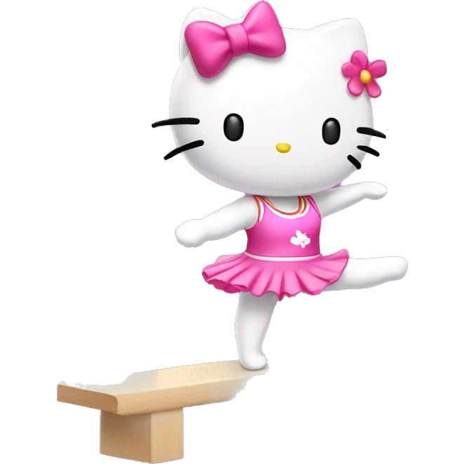 hello kitty doing splits during gymnastics balance beam emoji