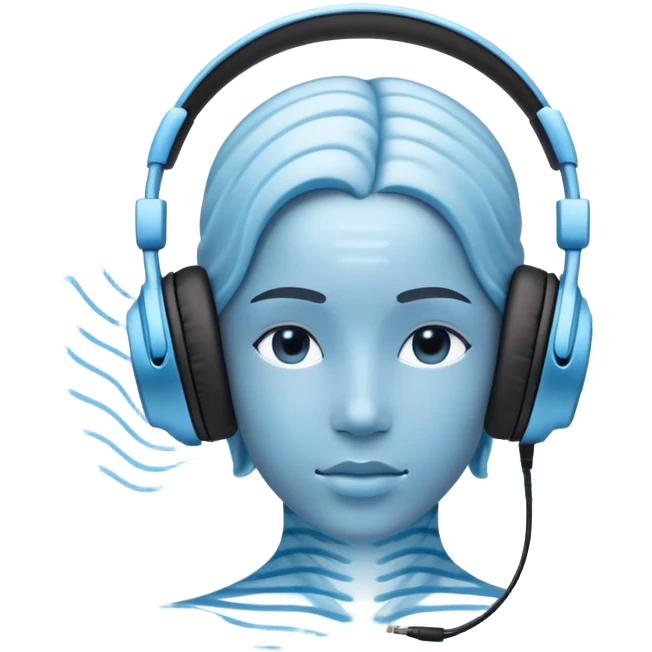 a living being made of sound waves listening to music with headphones emoji