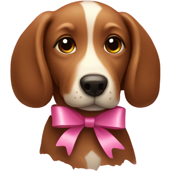 Dog brown with pink ribbon emoji