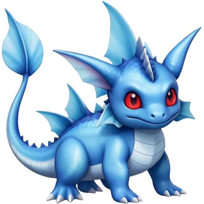 Edgy cool Lapras-Vaporeon-hybrid full body, four legs, red eyes,  emoji
