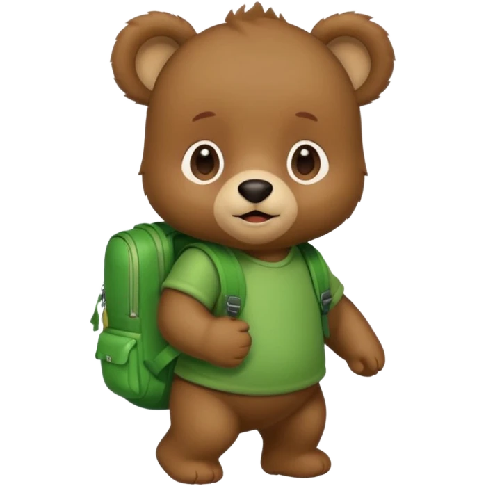 baby bear wear green backpack emoji