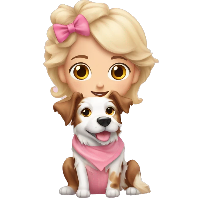 Girl blondy whith dog border collie red merle and pink nouse emoji