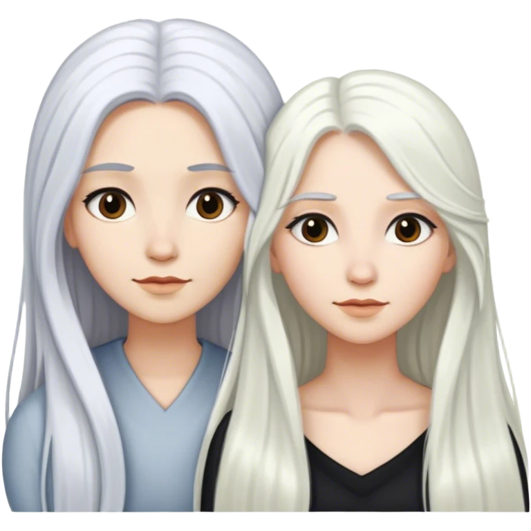 two female one with white long hair and one with black long hair emoji