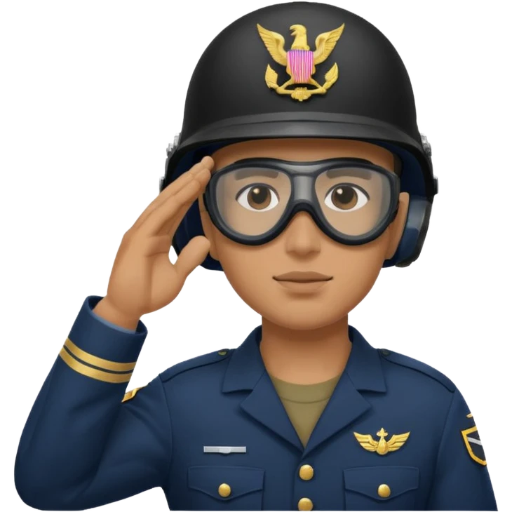 Soldier saluting with helmet + navy mask emoji