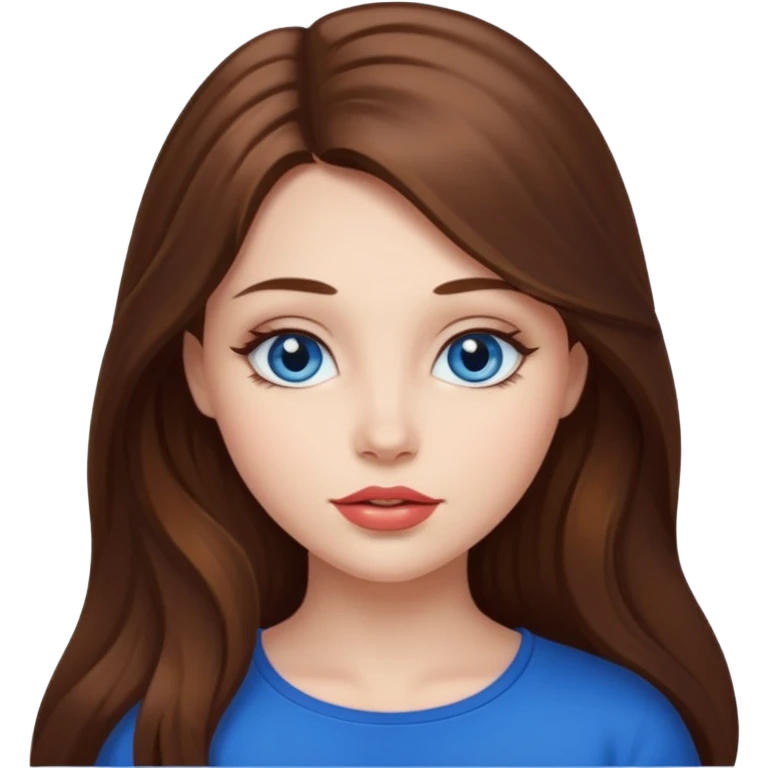 Beautiful girl with long hair, blue eyes  and plump lips  emoji