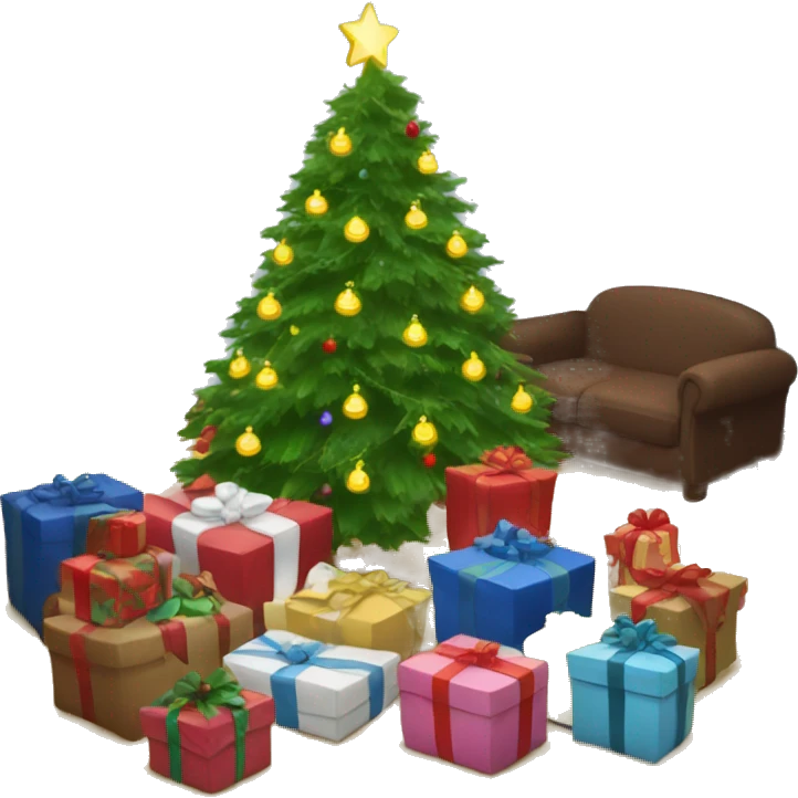 Christmas night with presents under the tree emoji