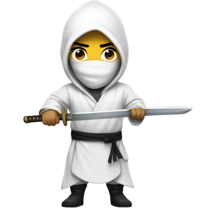 Guy dressed as a white ninja with a sword emoji