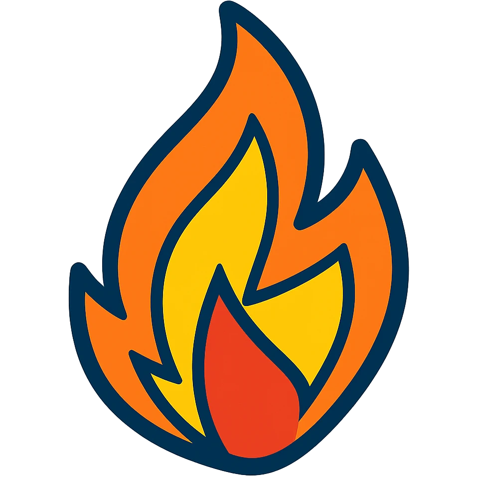 abstract flame shape, geometric, vibrant toon style emoji