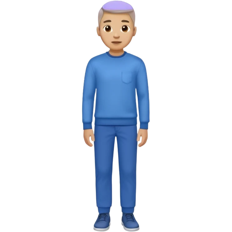 man in blue jumper with a shirt underneath and blue chinos trousers emoji