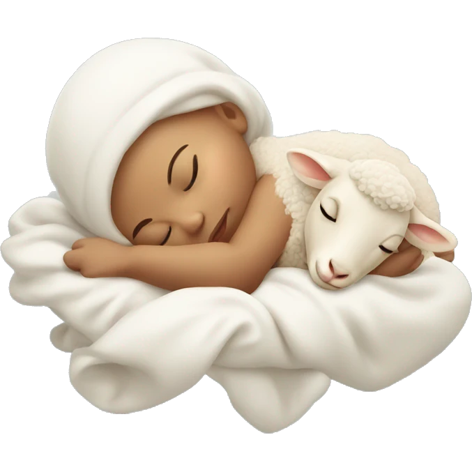 sleeping baby with lamb jumping over her head  emoji