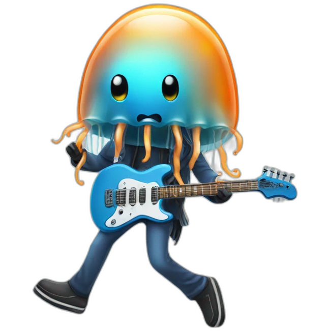 jellyfish playing an electric guitar emoji