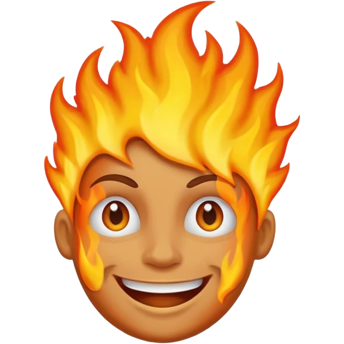 Make it look like a normal emoji just with burning head🙂🔥 more fake emoji