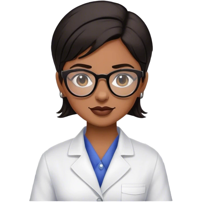 Dark haired female barber wearing glasses emoji