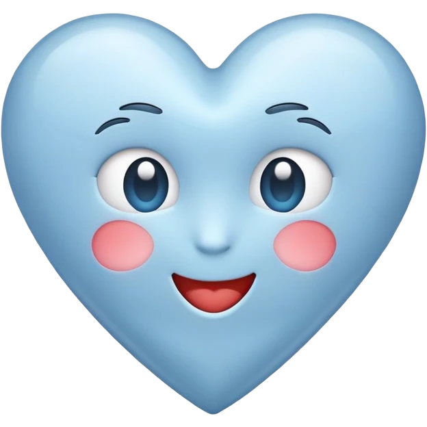 apple style emoji heart in soft muted blue, simple and light-hearted emoji