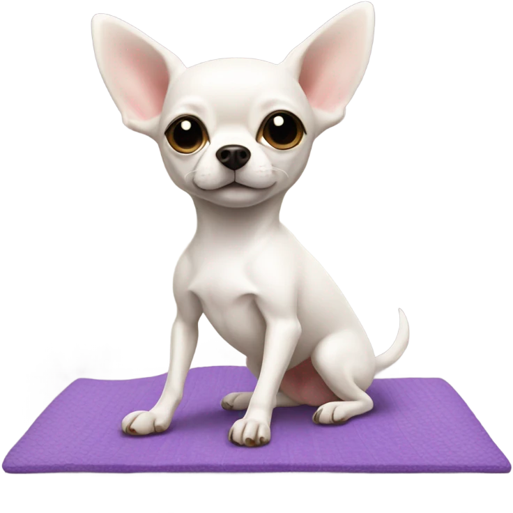 A white chihuahua doing yoga emoji
