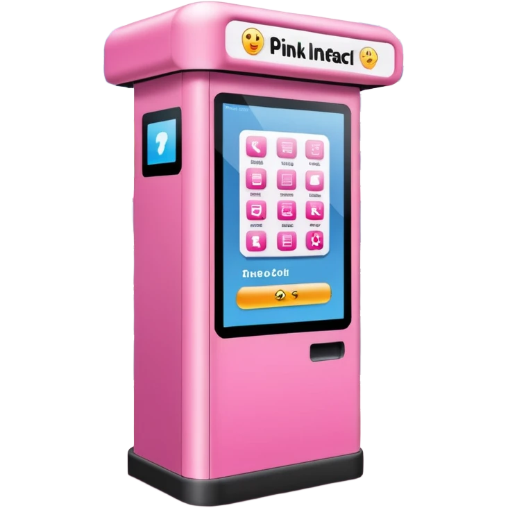 Digital Kiosk + pink interface + public info, Street Advertisements. emoji