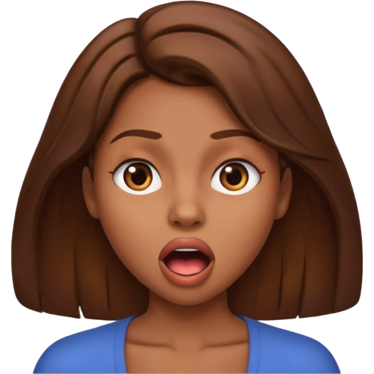 Woman brown hair. Mouth open. Not smiling. Very Large chest. emoji