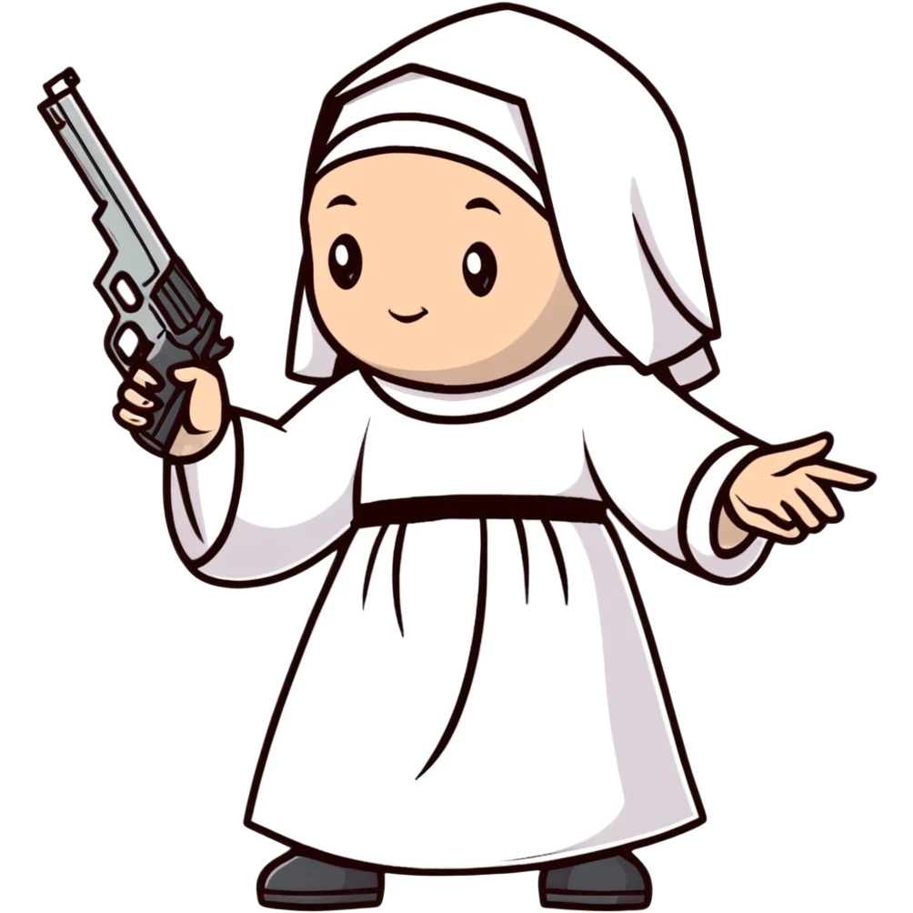 stylish nun holding a gun emoji