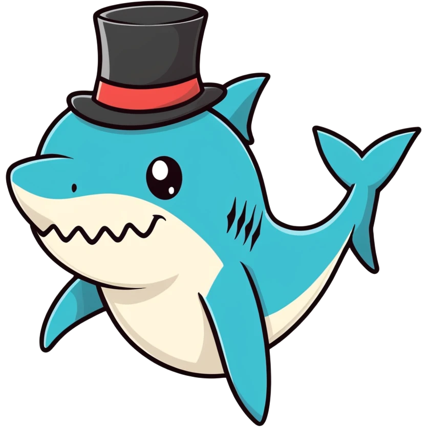 Shark with a top hat emoji