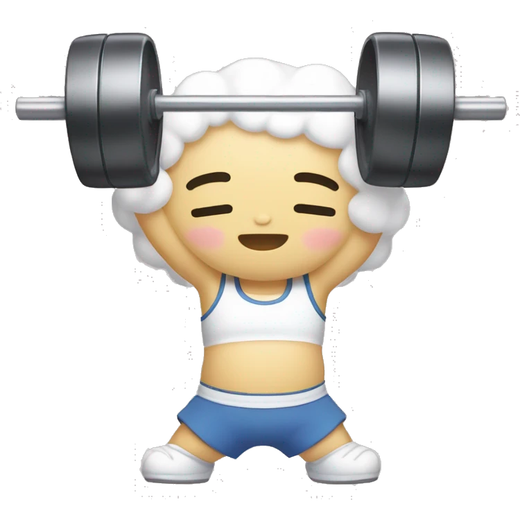 sanrio kuiromi chracter lifting wieght emoji