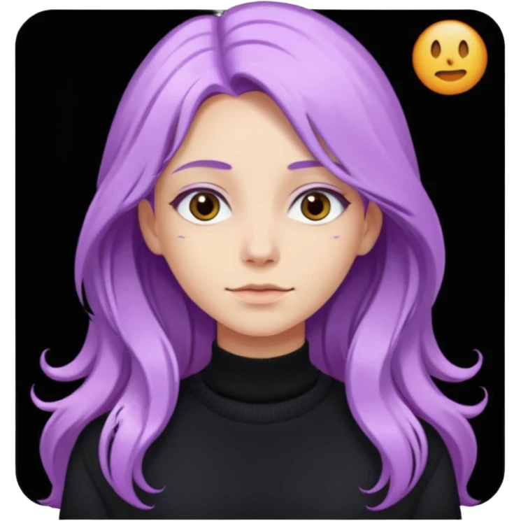 faz menos gótica mas com cabelo roxo claro comprido e camisola preto emoji