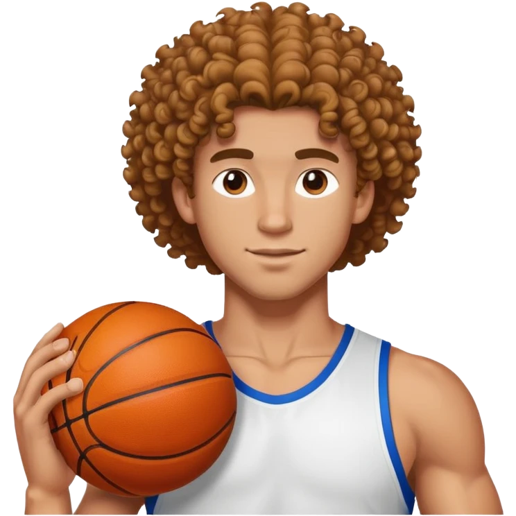 Very good looking buff athlete man with basketball curly hair  emoji