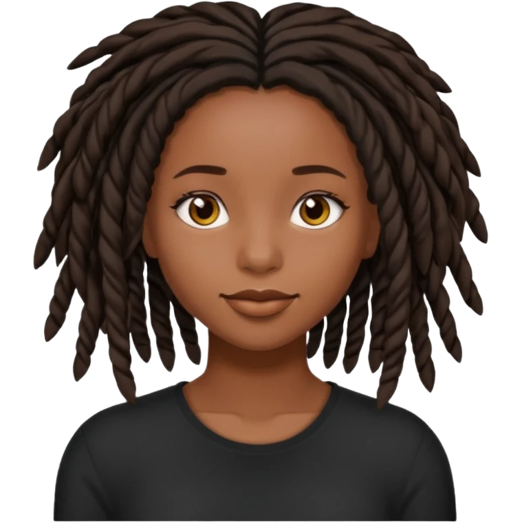 a pretty black girl with black shoulder lengh locs emoji