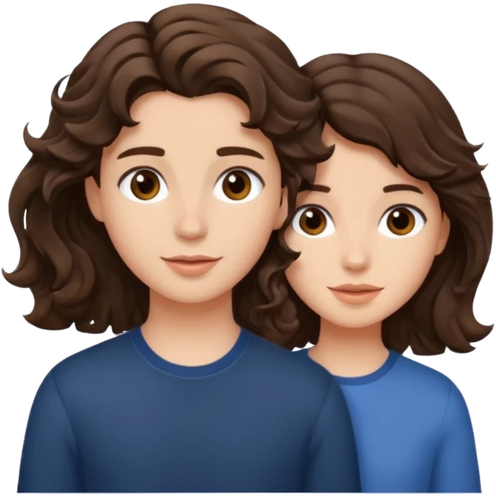 brunette girl with wavy hair with boyfriend short brown wavy hair  emoji