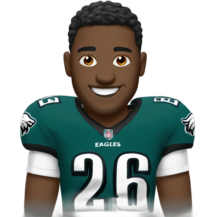 Eagles player wearing 26 smiling emoji