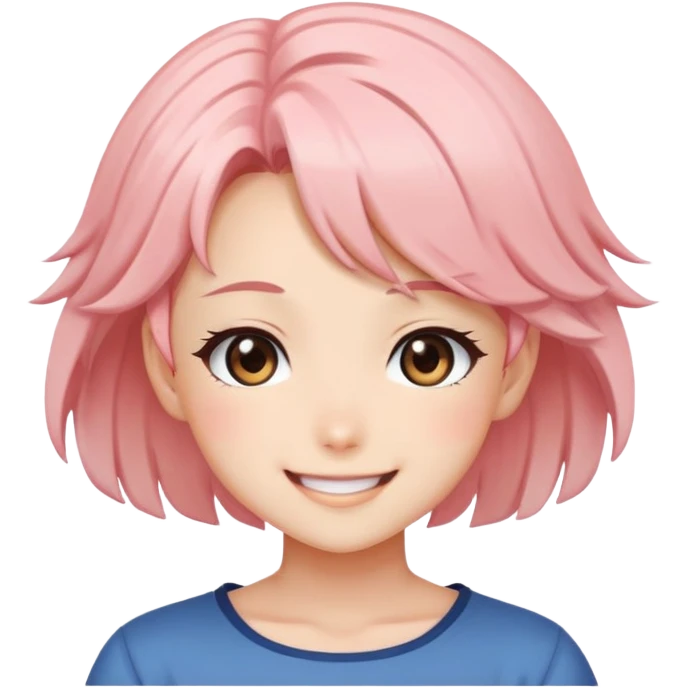anime girl, blushing, smiling, classic anime look emoji