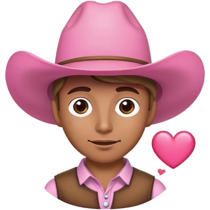 Cowboy wearing pink hat with heart around  emoji