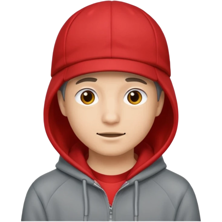 Red hoodi emoji and grey cap emoji