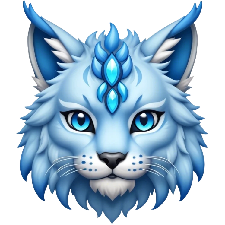 A blue fantasy-lynx-fakemon-creature-hybrid emoji