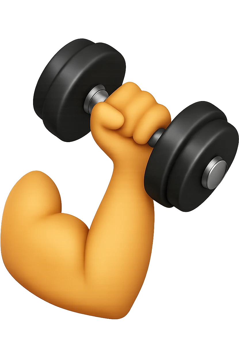 EMOJI STILE IPHONE DI UN BICIPITE CON MANUBRIO DA PALESTRA emoji