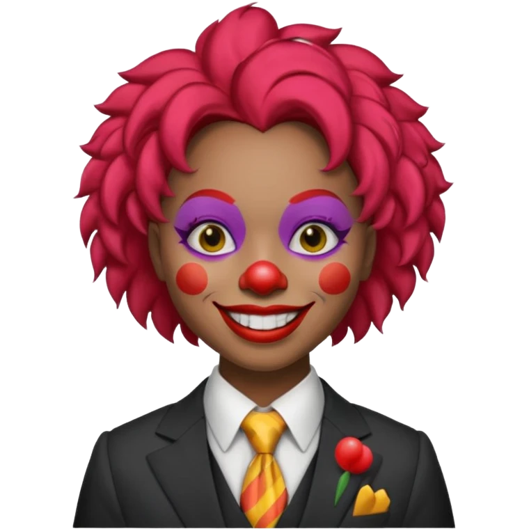 black woman Clown with a tie and suit emoji
