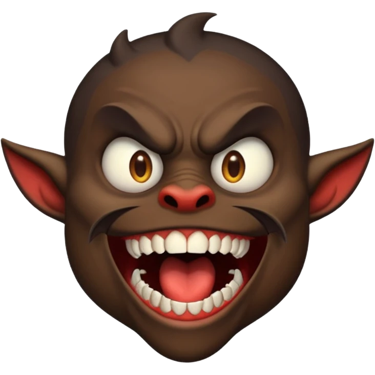 A demon with a really big mouth, sideways looking up with mouth wide a big sharp teeth  emoji