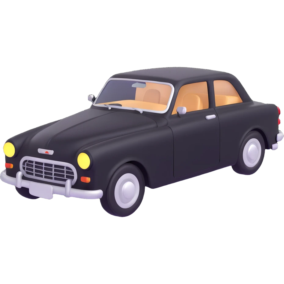 black car, 3D style, cartoonish proportions, playful emoji
