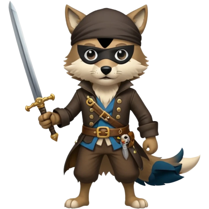 Pirate wolf full body  emoji